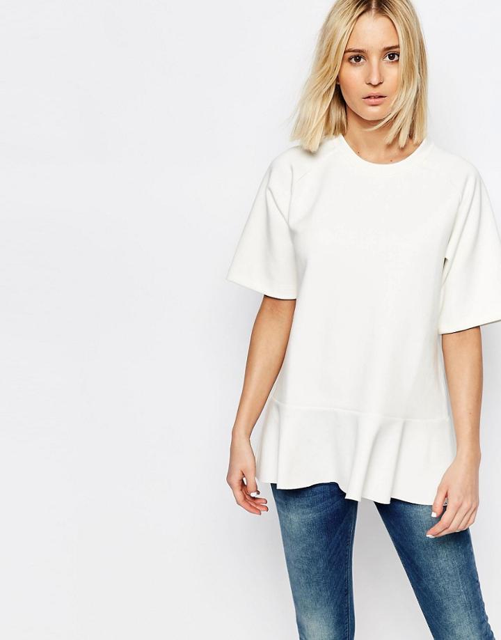 Adpt Sweat Top With Peplum Detail - White
