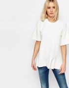 Adpt Sweat Top With Peplum Detail - White
