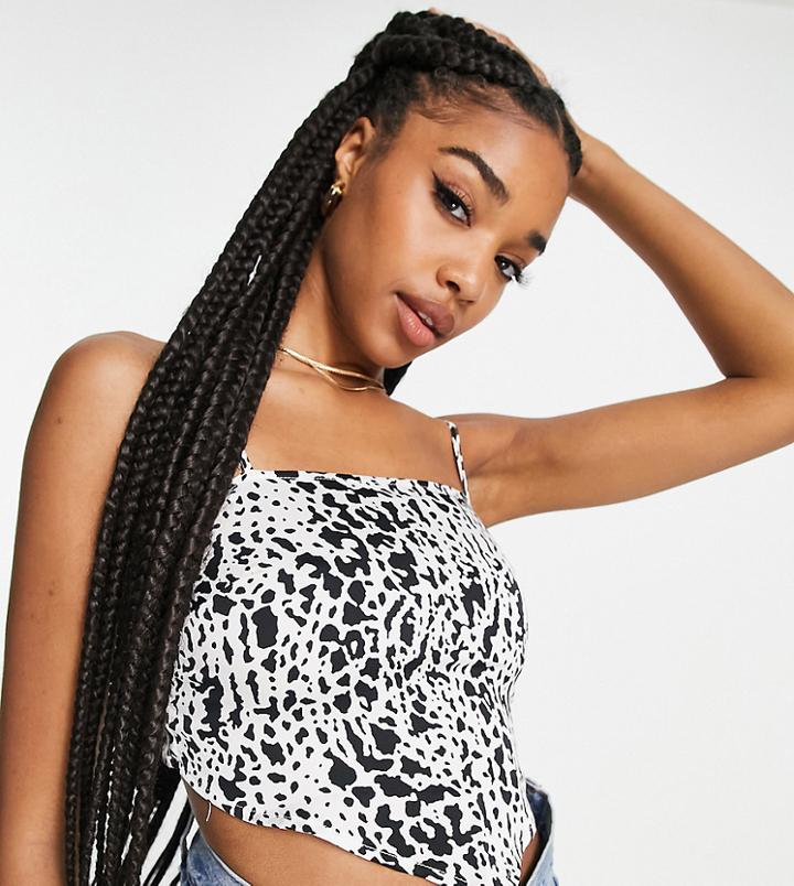 Urban Threads Tall Satin Tie Back Handkerchief Top In Abstract Print-multi