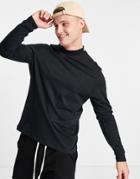 Jack & Jones Originals Org High Neck Long Sleeve Top In Black