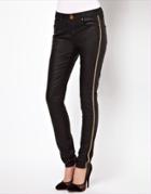 Asos Waxed Skinny Jeans With Chain Side Embellishment