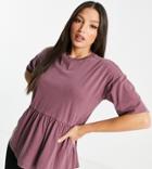 Asos Design Tall Casual Smock Top In Washed Purple