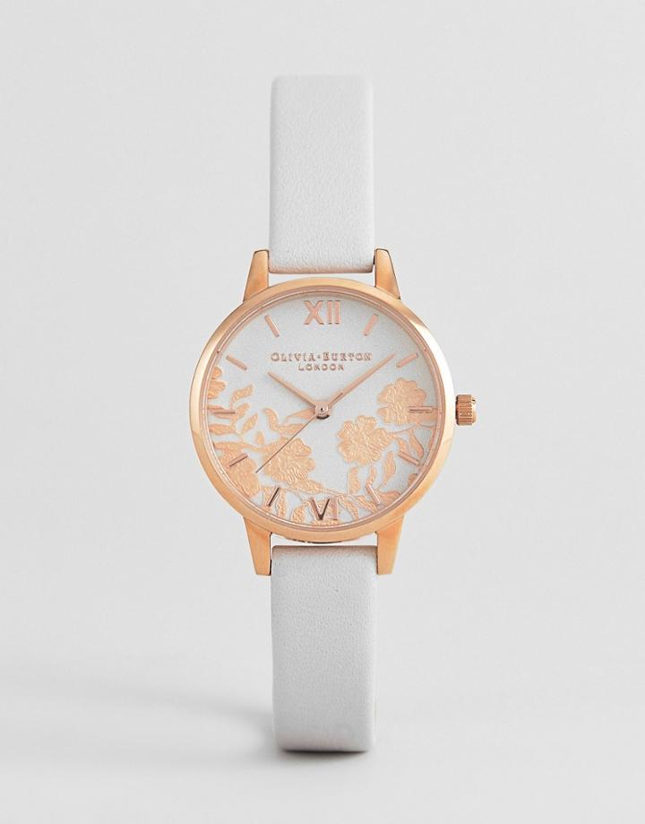 Olivia Burton Ob16mv69 Lace Detail Leather Watch In White - White
