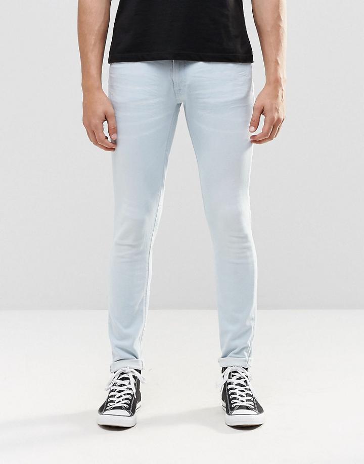 Nudie Skinny Lin Super Skinny Jeans Azure Bleach Wash - Blue