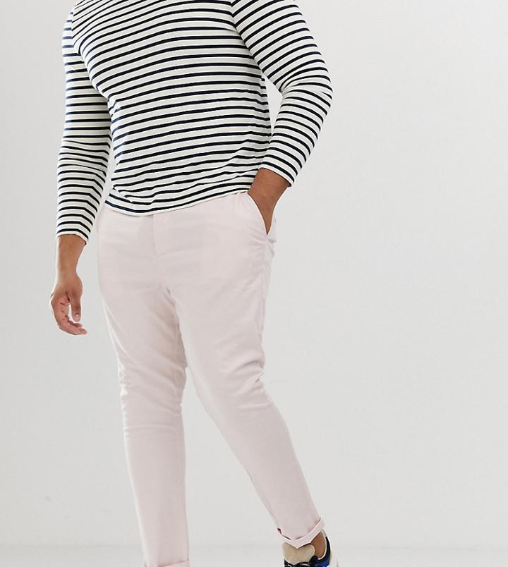 Asos Design Plus Super Skinny Chinos In Pastel Pink - Pink