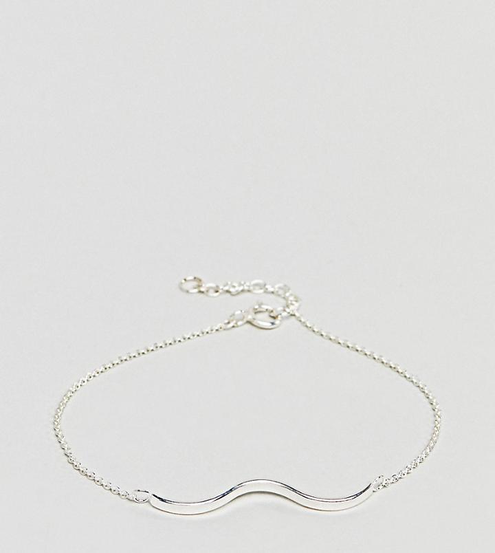 Asos Sterling Silver Textured Wave Chain Bracelet - Silver