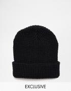Reclaimed Vintage Waffle Knit Beanie In Navy - Navy