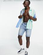 Bershka Stripe Shirt In Blue And Green-multi