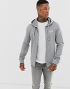 Ea7 Zip Through Hooded Logo Sweat In Gray - Gray