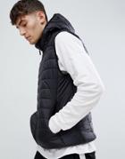 D-struct Quilted Lightweight Hooded Puffer Vest Fine Nylon - Black