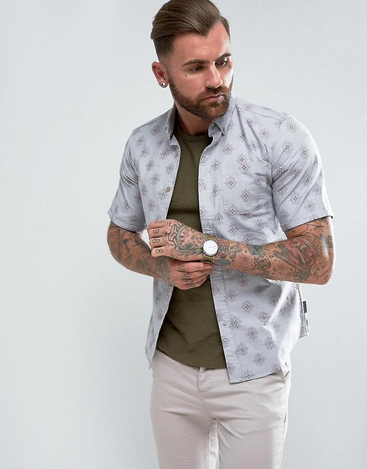 Gandys Short Sleeve Shirt In Tile Print - Gray