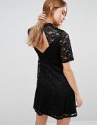 New Look Lace High Neck Shift Dress - Black