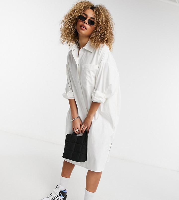 Collusion Oversize Midi Shirt Dress In White