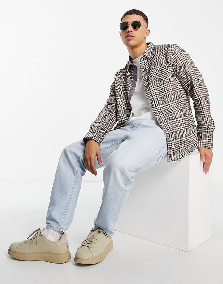 Brave Soul Long Sleeve Heritage Check Shirt In Multi Brown