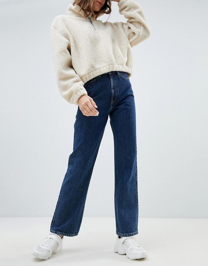 Weekday Row High Waist Jeans In Win Blue In Organic Cotton - Blue