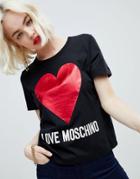 Lover Moschino Glitter Heart T-shirt - Black