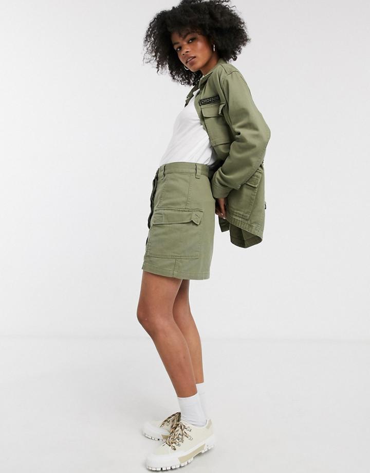 Dr Denim Utility Pocket Skirt-green