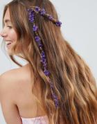 Asos Design Braid Hair Clip With Purple Flowers - Multi