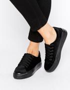 New Look Velvet Flatform Sneaker - Black