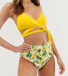 Vero Moda Banana Print High Waisted Bikini Bottoms - Multi