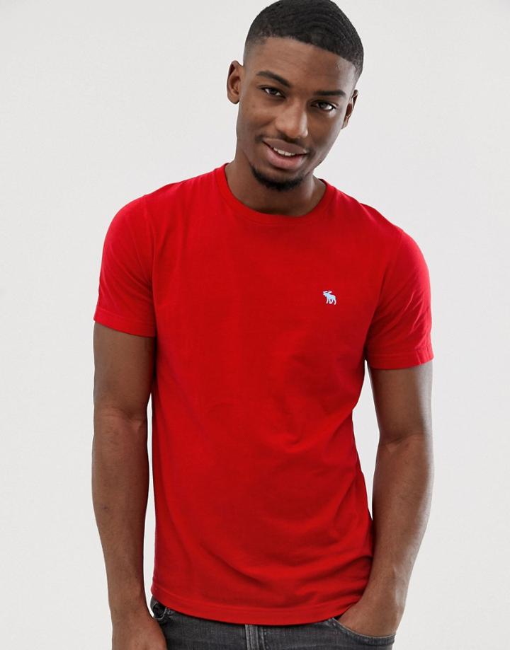 Abercrombie & Fitch Icon Logo Crew Neck T-shirt In Red