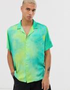 Asos Design Extreme Oversized Tie Dye Viscose Shirt In Green - Green