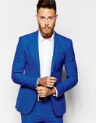 Asos Super Skinny Suit Jacket In Blue - Blue