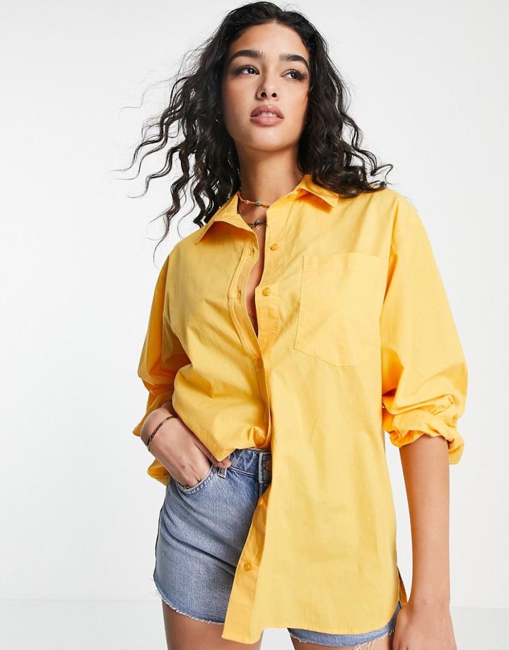 New Look Oversized Button Up Shirt In Orange