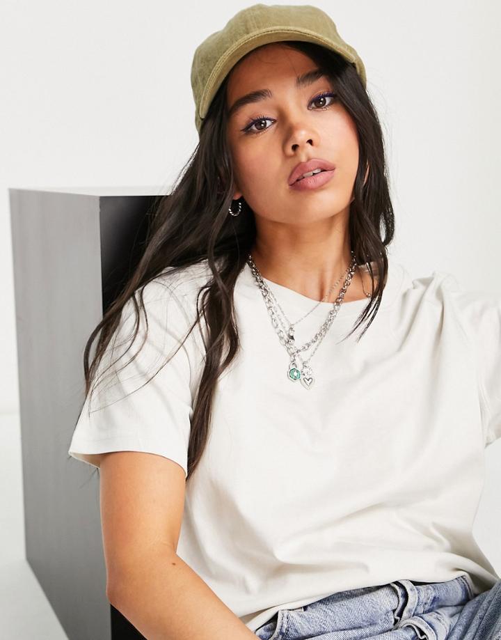 Weekday Essence Organic Cotton T-shirt In Beige-neutral