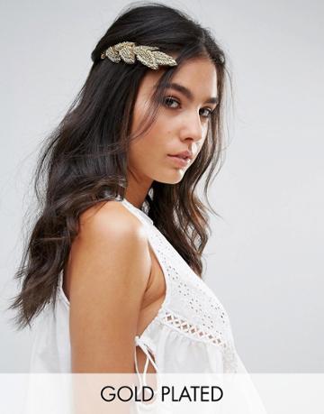 Avigail Adams 14ct Gold Plated Beaded Leaves Goddess Hair Crown - Gold