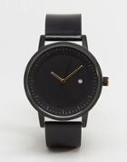 Swco Dixon Leather Watch In Black - Black