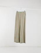 Daisy Street Relaxed High Waist Pants In Pastel Check-green