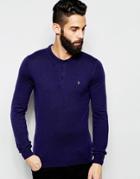 Farah Knitted Polo With Long Sleeves - Navy