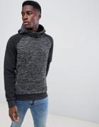Brave Soul Raglan Sleeve Contrast Hoodie - Black
