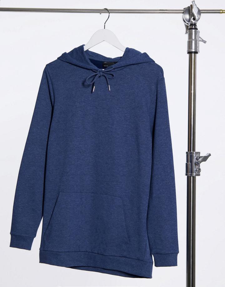 Asos Design Organic Longer Length Hoodie In Blue