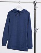 Asos Design Organic Longer Length Hoodie In Blue