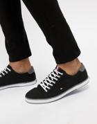 Tommy Hilfiger Harlow Lace Up Canvas Sneakers In Black - Black