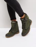 Palladium Solid Tanger Khaki Twill Flat Ankle Boots - Green