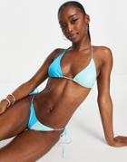 Candypants High Leg Tie Side In Two Tone Blue