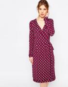 Uttam Boutique Geo Daisy Print Wrap Dress - Red