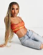 Public Desire Scarf Print Crop Top In Red - Part Of A Set-multi