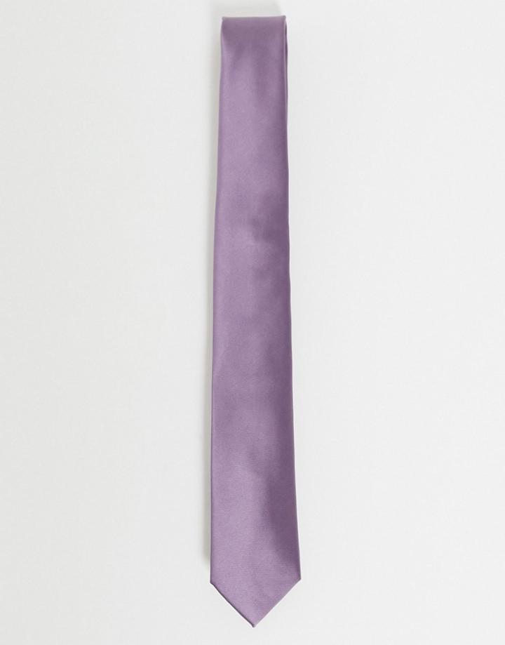 Twisted Tailor Tie In Mauve Satin-purple