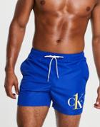 Calvin Klein Ck One Polyester Swim Shorts In Blue - Mblue