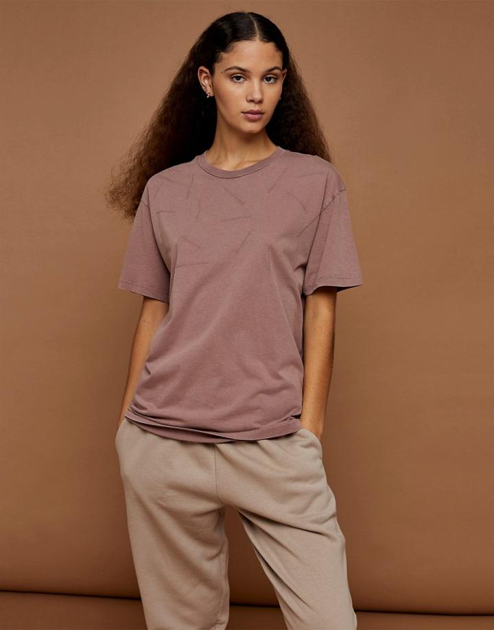 Topshop Premium Leisure Distressed T-shirt In Rose-pink