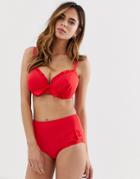 Pour Moi Fuller Bust Splash Underwired Padded Bikini Top In Red