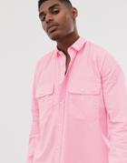 Asos Design Oversized 90's Style Shirt In Neon Pink - Pink