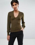 Ted Baker Silk Sleeve V Neck Sweater - Green