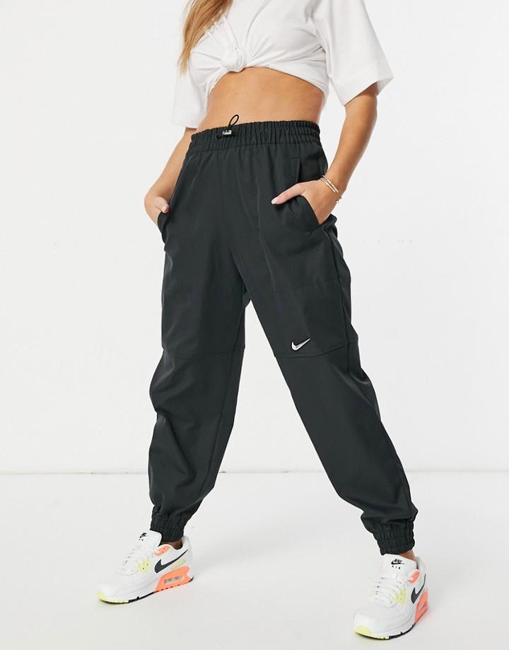 Nike Swoosh Woven Joggers In Black