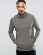 Asos Muscle Hoodie In Khaki - Green