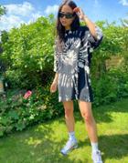 Weekday Huge Organic Cotton T-shirt Dress In Black Swirl Tie Dye-multi